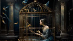 The painting hung there, a silent scream trapped in a gilded cage, like the song of a frozen bird in mid-flight.