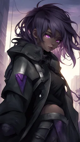 beyaz kısa saçlı mor gözlü insan olmayan bir karakter renk paleti değiştir