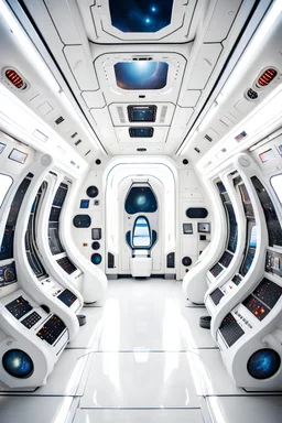 White and bright interior of a rocket, spaceship