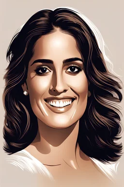 realistic vector style of salma hayek, smiling