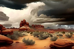 Cloudy day, rocks, arid land