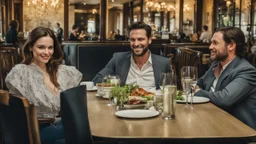 in a restaurant and a man and his lady at a table