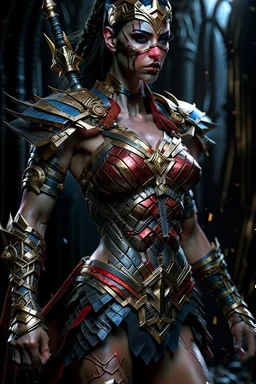 Fhoto full body, reality, Raw, terminator as wonder woman, digital art, intricate details, powerful composition, captivating, , trending on artstation, sharp focus, studio photo, intricate details, highly detailed, by addie_digi