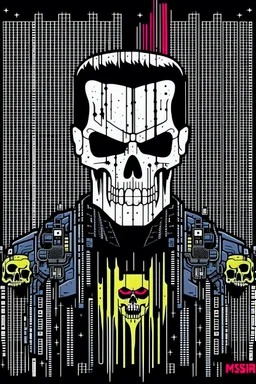 punisher sku;; elon musk in the style of Hiroshi Nagai