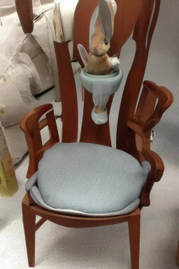 A rabbit shaped arm chair.