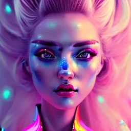 blonde woman, geisha, retro futuristic, velvet dress, gradient color, BLUE, PINK, CYAN, neon, insanely detailed, 16k resolution, perfect eyes, cinematic smooth, intricate detail