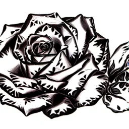 A rose, black & white outline art