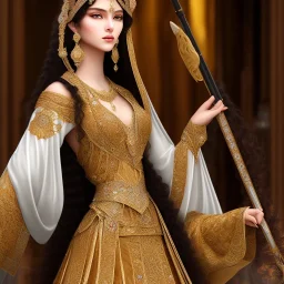 An Arab princess from the Mamluk era, beautiful, heavy hair, long hair, curly hair