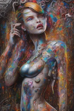 graffiti art on the back side of an abandoned building portraying a female super model posing confidently, 8k, highly detailed, centered, epic composition, graffiti art, splash art, street art, spray paint, oil gouache melting, acrylic, high contrast, colorful polychromatic, ultra detailed, ultra quality, CGSociety