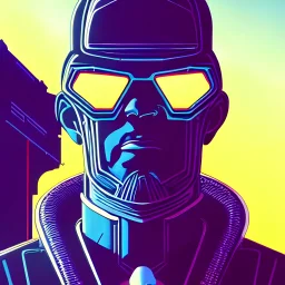 dwight eisenhower. a clever cyberpunk merc, centered in the frame, cyberpunk concept art by Jean Giraud and josan gonzales, digital art, highly detailed, intricate, sci-fi, sharp focus, Trending on Artstation HQ, deviantart, 4K UHD image