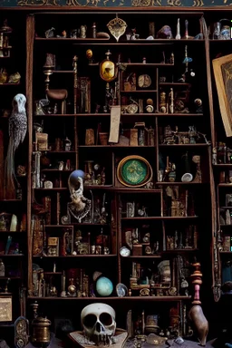 Within the cabinet of Curiosities , each shelf held a treasure trove of peculiar and enigmatic artifacts from distant lands and bygone eras .