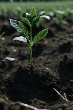 plant growing in clear soil