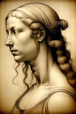 Anatomía de una mujer hembra al estilo de Leonardo davinci