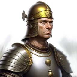 fantasy, portrait, face, town guardsman, early medieval, white background