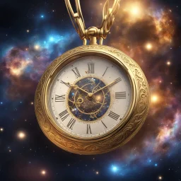 golden pocket watch with nebula and cosmic, cinematic, 16k resolution, photorealistic