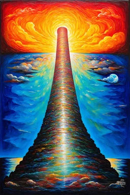 the pillar of light between heaven and earth; surrealism inspired by Guston and Kandinsky