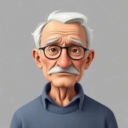 cartoon older man plain background no expression