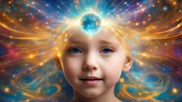 1066. Abstract fantasy: telepathy, one young child, chrysalids, Wyndham, delight, empathy, smiling, harmony, ecstasy, award-winning photograph, abstract image, beautiful composition, science-fiction, beautiful, wonder, joy, happiness, richness, the power of thought, love, joy, personal faith in God