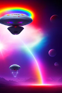 Ufo rainbow, futuriste, trés belles couleurs