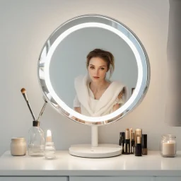 A bright makeup mirror with light