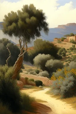 Spanish landscape painting, natural, realistic