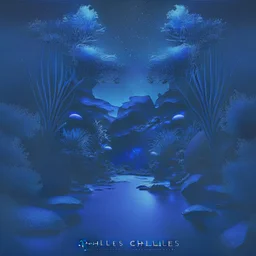 an album cover for ambient chillout music dark blue shades