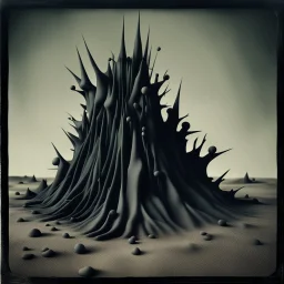 Dark creepy, strong texture artistic polaroid volumetric light, Yves Tanguy 8k 3d abstractism, photographic