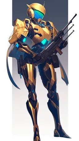 a beautiful robot gold. gun arm