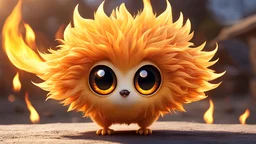 A mysterious life form that lives in the sun .Big cute eyes with an egg-shaped silhouette, you can see flames in your eyes, and the flame-like coat is dancing fluffy.