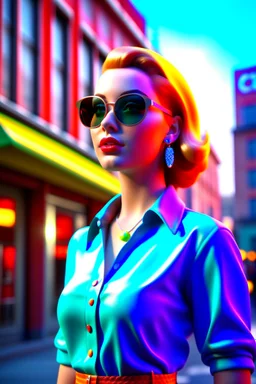 supper star, detailed face. Beautiful woman. big retro sunglasses, Full body ,standing pose,highly detailed, hyperdetailed standing on street, complex, 8K, HD