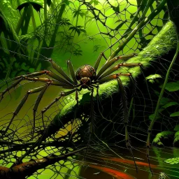 spider. Jungle. Lake