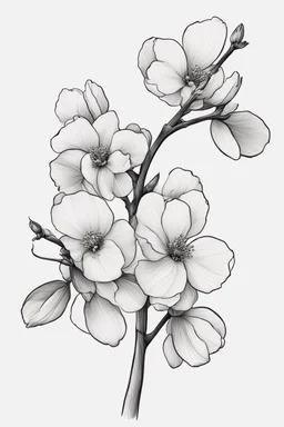 outline art for Spring: cherry blossem, White background. sketch style, clean line art, white background, no shadow and clear