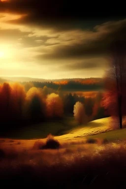 Día de otoño con luz cálida paisaje oscuro