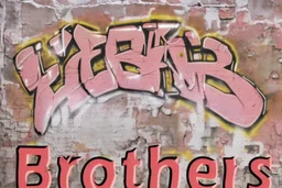 Jesus Christ is Writing the text using a spray can, Write this text everywhere: "KEBAB BROTHERS", "KEBAB BROTHERS", "KEBAB BROTHERS", "KEBAB BROTHERS", "KEBAB BROTHERS", "KEBAB BROTHERS", in Graffiti text, on a big wall