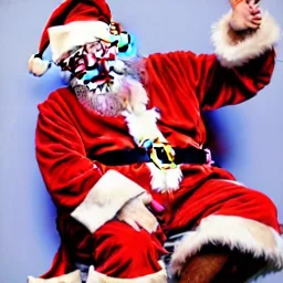 freaky Santa, laughing, spreading his wings