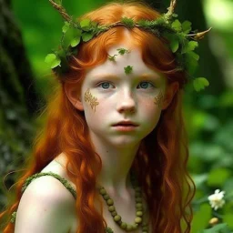 pretty girl, ginger, skinny, aged 13, faun, satyr, fantasy