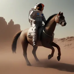 Riding horse astronaut mars