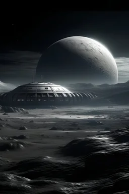 extraterrestrial underground base on the moon with planet earth in the background