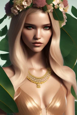 sexy Sasha Luss close-up portait as clown with wreath of palm leaves and exotic flowers,long hair, Photorealistic dramatic hyperrealistic criyng clown paint ,Crystal black eyes, elegant, by WLOP, Artgerm, Greg Rutkowski, Beautiful dynamic,shadows,Artstation,concept design art, Octane render,8K