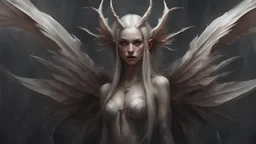 Demonic Elves with Wings,, Full Body Shot, Hyperrealistic, Photorealistic, Instant Details, darkness, by Raymond Swanland & Alyssa Monks & Anna Razumovskaya