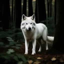 ذئب ابيض في غابة
