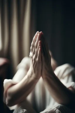 Ethereal young hands praying