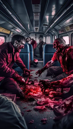 inside a train Zombie’s fighting with each others , blood everywhere