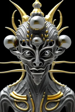 Silver alien, head, wicked, Asian eyes, blood, 8k, finely detailed, photo realistic, Anunnaki black male African Egyptian alien, cracks in the voodoo head, wicked, turquoise eyes, crown, Elephant, 8k, finely detailed, photo realistic, tiger turquoise skull head gold dragon space alien sun skeleton gold gorilla silver crown silver eyes