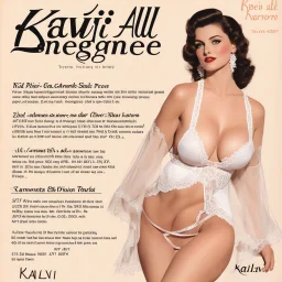 Vintage Lingerie Catalog Page: KALVI ALL GARMENTS ARE AVAILABLE IN WHITE 8 Deep plunge lace trim Nyion Satin Bra. Adjustable stretch straps. NYLON 85% minimum. 11R 623 Peach Plunge Bra 11J 624 White Plunge Bra Order bust 32A 34A 36A sizes: 34B 36B 388 34С 36C 38C C3.99 Nyton Satin deep lace trim French Knickers. Cotton lined ousset NYLON. 105 452 Peach 10X 453 White Order hip sizes: 34/38 ins. French Knickers C3.50 10 yion Satin deep lace trim Cami Krickers. NYLON. 10W 458 Peach 10E 459 White Or