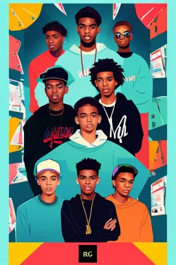 Extremely rich young rap group portrait