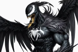 Venom crow in 8k anime realistic drawing style, black wings, close picture, apocalypse, intricate details, highly detailed, high details, detailed portrait, masterpiece,ultra detailed, ultra quality