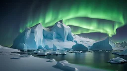 antarctica at night,glaciers,aurora,8k, volumetric lighting, Dramatic scene,