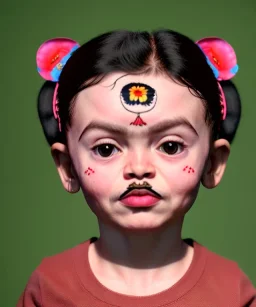 Frida toddler, full body, dramatic lighting, hyper realistic