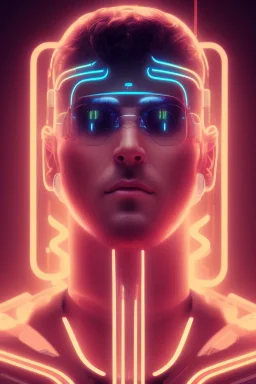 cyberpunk, head, men, portrai, tron